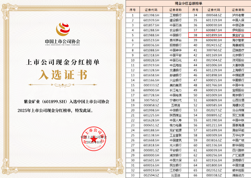 赏金船长矿业现金分红居A股上市公司第38位